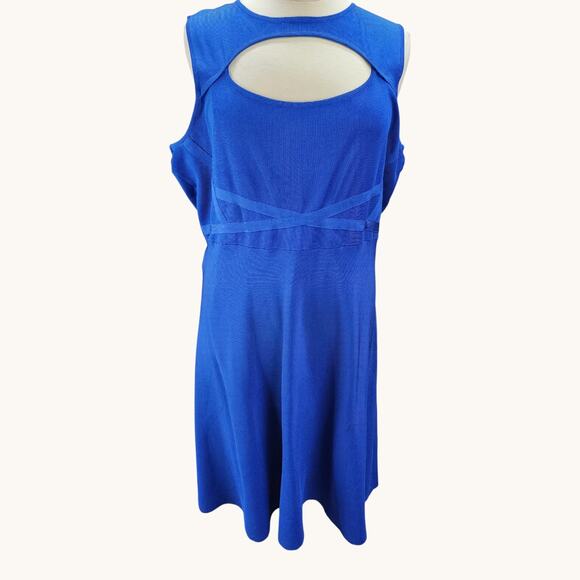 NWT Lane Bryant Women’s 22/24 Blue Sleeveless Dress Cut Out Stretch Knit Sexy - Picture 3 of 11